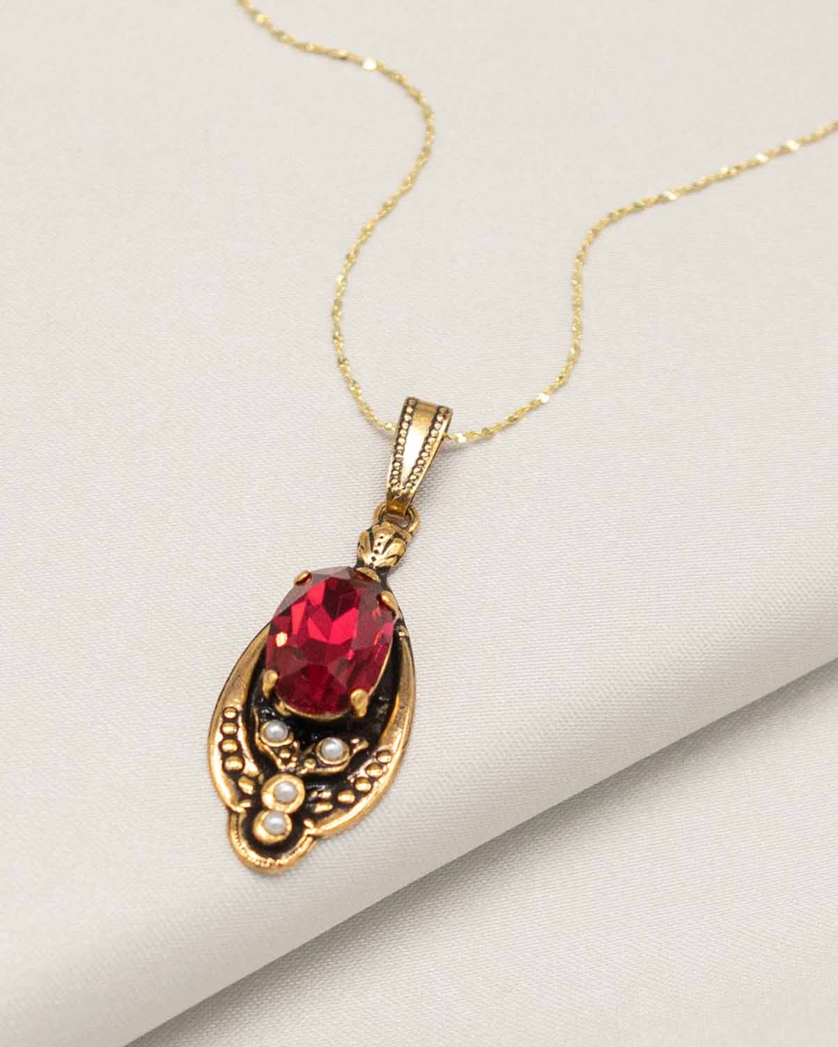 Royal Magenta Pendant Necklace (Handmade in Italy) Vintage Style