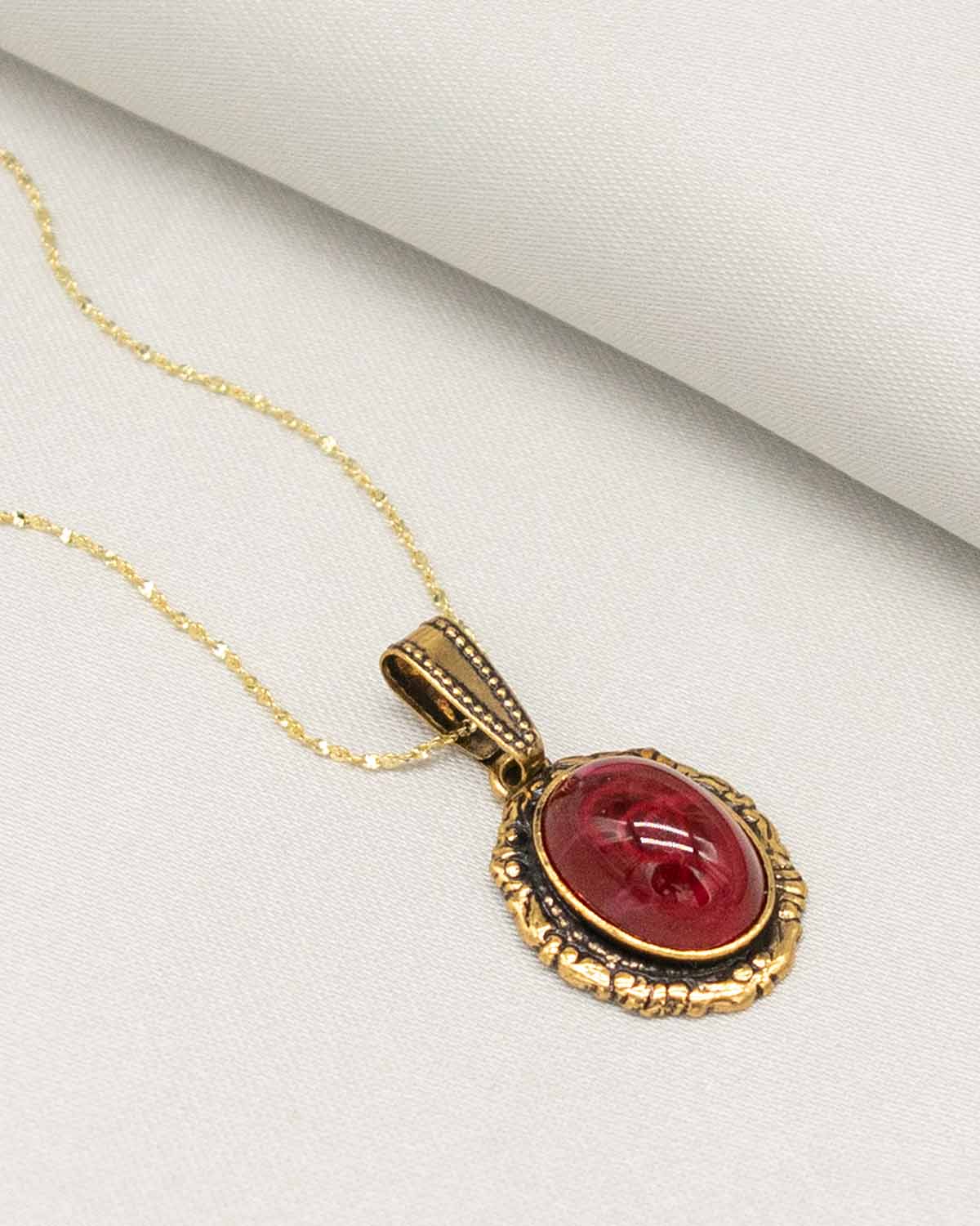 Royal Magenta Gold Pendant Necklace (Handmade in Italy) Vintage