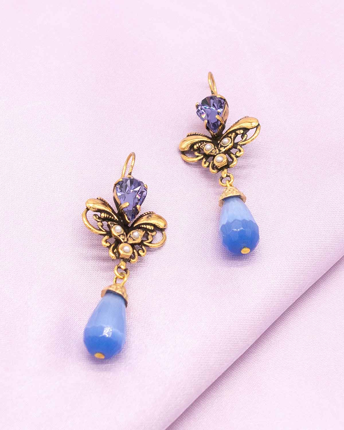 Lavender Tanzanite Earrings Vintage Style Jewelry Handmade in