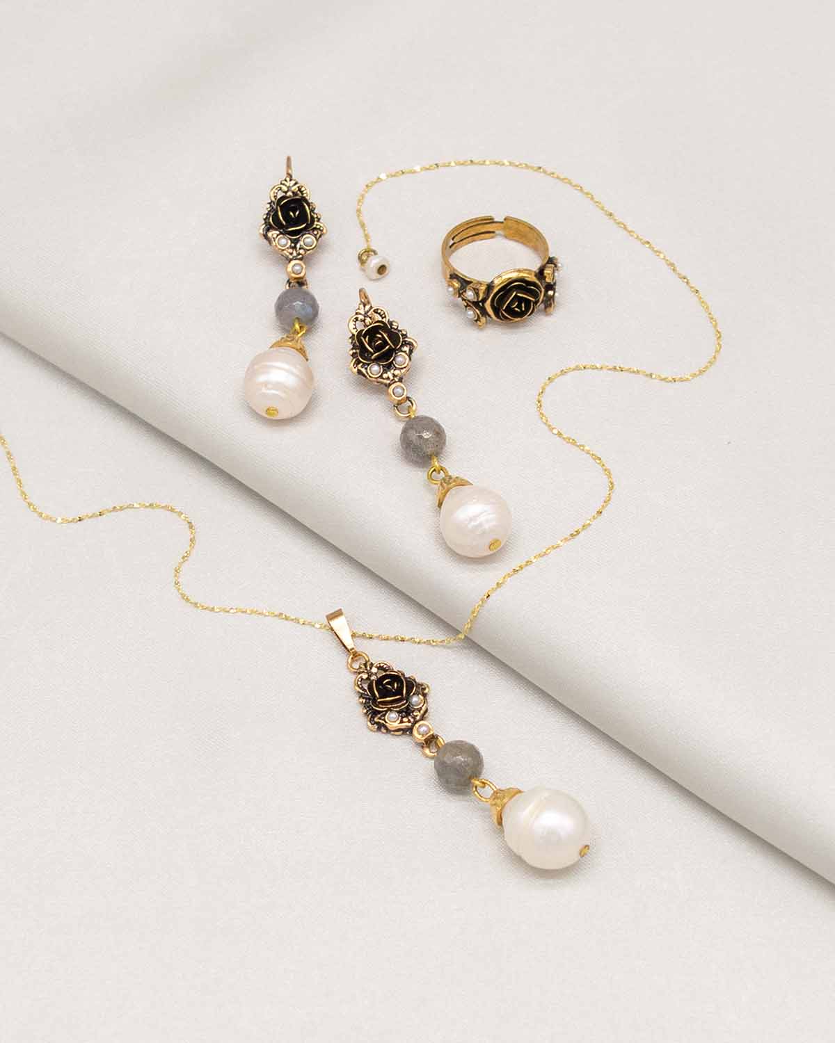 Smokey Gold & Pearl Gift Set (Handmade in Italy) | Vintage Style ...