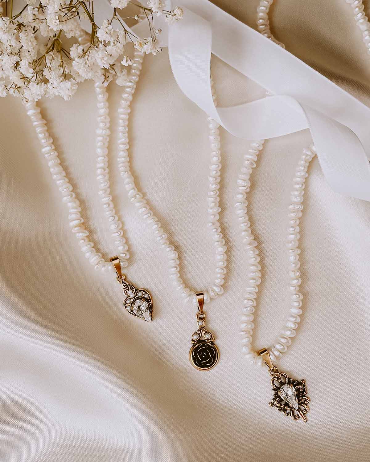 Radiant Crystal Pendant and Pearl Necklace Handmade in Italy